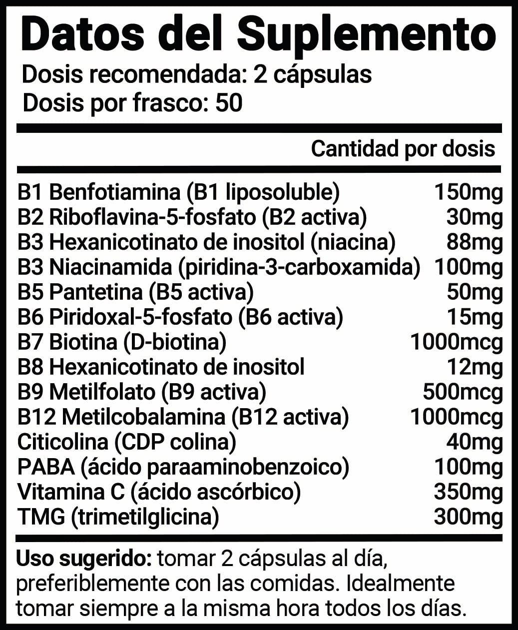 B-Active (Complejo de Vitaminas B activadas) - 100 cápsulas